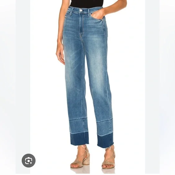 Mother Jeans The Maverick Understudy Birds of Paradise Hi Rise stacked cuffs/Hem - Picture 2 of 16